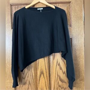 PINKBLUSH Black Knit Asymmetrical Cropped Sweater | Black | Size Small